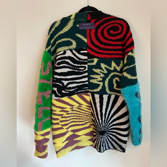 EUC STELLA MCCARTNEY + Ed Curtis patchwork jacquard-knit wool cardigan M - Picture 11 of 11